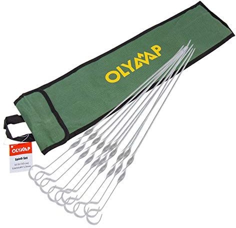 Olymp Edelstahl Grillspieße mit Holzgriff 10 Stück 50cm Schaschlikspieße Grill Spieße