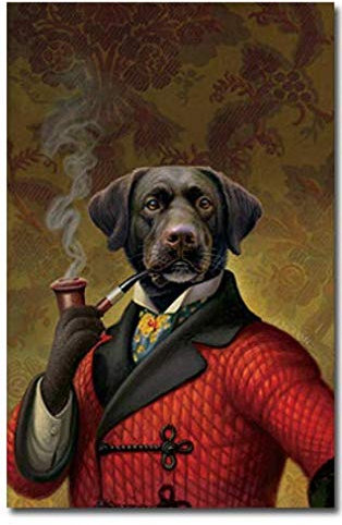 RUIYANMQ toile tableau chien en costume impression animal accroché mignon drôle rétro animal chambre salon Kw67T 40X60Cm Sans cadre