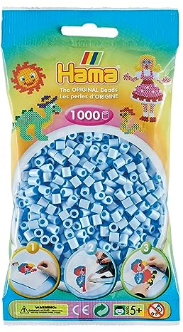HAMA - sachet de perles à repasser | env. 1000 perles midi | loisirs créatifs et mosaïques pour enfants dès 5 ans | jeu créatif et décoration artisanale | Pastel Ice Blue