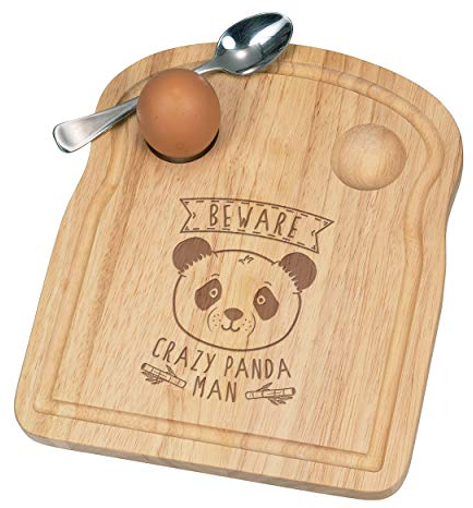Attention Fou Panda Homme Petit Déjeuner Fofolle Coquetier Board en Bois