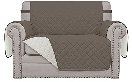 Easy-Going Übergroßer Stuhl-Sofa-Schonbezug, wendbar, wasserabweisend, Couchbezug, Möbelschutz mit elastischen Bändern, für Haustiere, Kinder, Hund, Katze (übergroßer Stuhl, Taupe/Elfenbein)