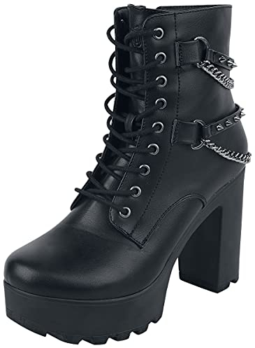 Gothicana by EMP Mujer Botines negros con tachuelas y cadenas EU38