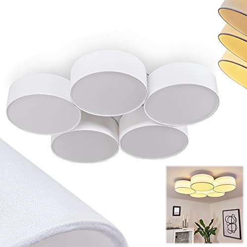 HOFSTEIN LED Deckenleuchte Purus, dimmbare Deckenlampe aus Metall/Kunststoff/Stoff in Weiß, 1 x 58 Watt, 6300 Lumen (max.), Lichtfarbe 3000 Kelvin (warmweiß), dimmbar über herkömmlichen Lichtschalter