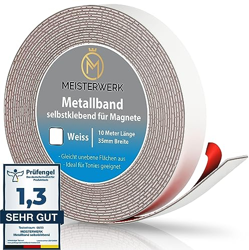 MEISTERWERK Metallband Selbstklebend für Tonies, Magnete & Tonie Tribüne | Magnetband mit Starkem Schaumstoffkleber | Magnetleiste