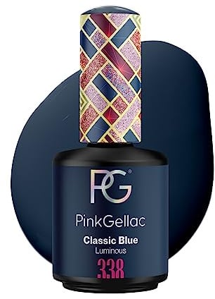 Pink Gellac Gel Nagellack UV, Veganes Nagelgel - 338 Classic Blue 15 ml | Gelnagellack für UV Lampe, Einfache Anwendung Nail Polish für 14 Tage Salonqualität, Gellack Made in Holland