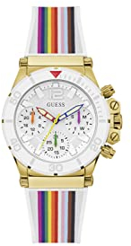GUESS Damen Armbanduhr Active Life 38 mm Regenbogenarmband und -markierungen Armband Silicone GW0432L1