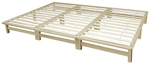 Homestyle4u 2049, Familienbett Palettenbett 270 x 200 cm Massivholzbett Palettenmöbel Bett Holzbett Futonbett Natur