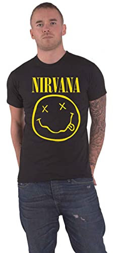 Nirvana T Shirt Flower Sniffin Band Logo Nevermind Nue offiziell Herren Schwarz XXXXL