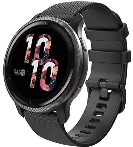 MoKo Armband Kompatibel mit Garmin Vivoactive 4S/Venu 3S/Venu 2S/Forerunner 265S/255S/255S Music/Vivomove 3S, 18mm Weiches Silikon Ersatzarmband Uhrenarmband Sportarmband, Schwarz