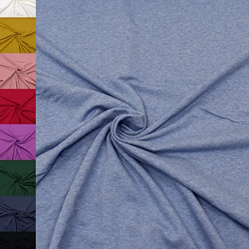 MAGAM-Stoffe Elias Sweatstoff uni innen angeraut und weich Meterware ab 50cm (38. Jeansblau meliert)