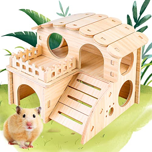 Casa de hámster esquinera de Madera para hámster, casa de Conejillo de Indias con Escalera, escondite de hámster para Mascotas pequeñas, hámster Enano, deguus, Ratones espinosos, jerbos