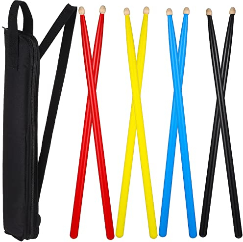 4paare Farbige Ahornholz Drumsticks Mit Tragetasche Für Erwachsene Rutschfeste Schlagzeugstöcke Für Anfänger Und Profis Für Percussion-zubehör