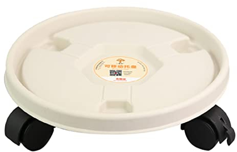 QUINTRA Pflanzgefäß-Caddies mit Rädern Kunststoff-Blumentopf-Ständer-Set für den Innen- und Außenbereich, beweglich, Pflanzgefäß-Ständer, Gestell auf Rollen, Pflanzwagen, Rollen, (White, One Size)