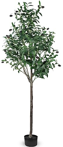 Olivenbaum Künstlich 180cm Kunstseidenpflanze großer gefälschter Olivenbaum im Topf mit Stamm aus Naturholz und lebensechten Früchten für die Inneneinrichtung des Heimbüros