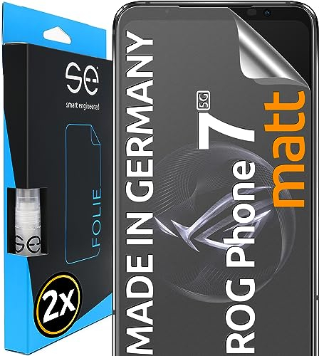 2x se® 3D SCHUTZFOLIE Entspiegelt für Asus ROG Phone 7 5G,Anti-Staub, 100% Fingerabdruck & FaceID kompatibel, einfache blasenfreie Installation, Ultra-Klar, Stoß-Kratzfest, aus Deutschland