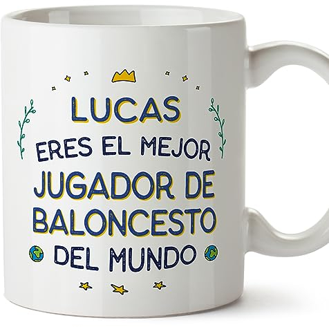 MUGFFINS Tazas Personalizadas para JUGADOR DE BALONCESTO hombre - En Español - Mejor del Mundo - 11 oz / 330 ml - Regalo Personalizable original y divertido