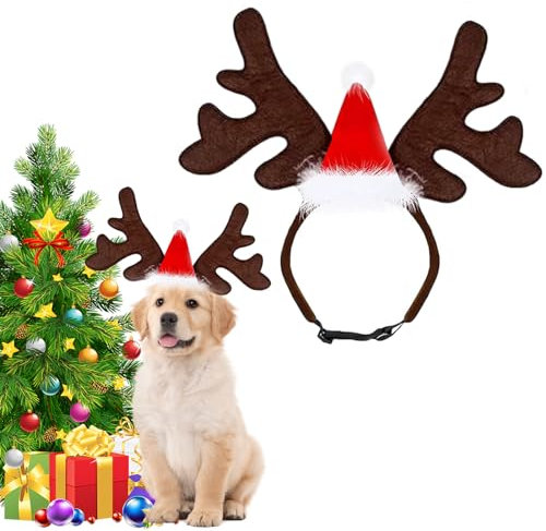 Weihnachten Haustier Stirnband Hund Katze Rentier Geweih Haarreif Für Haustier Hund Weihnachts-Kopfschmuck Für Hunde Für Weihnachts Geschenk Kostüm Outfit Für Hunde Katzen