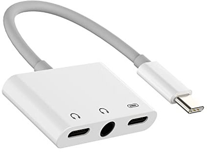 iPhone Adapter USB-C to 3.5mm Audio Cable (3in1) Charger Headphone Jack Dongle Cord Compatible for Samsung Apple 15 Pro Max Plus iPad 10、Air4/5、Mini6、12.9 Dual Type C Splitter Charging Aux Accessories