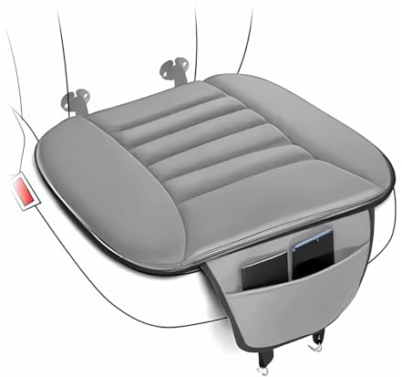 JNNJ 2 Stück Sitzkissen Auto, Weich rutschfest Autositzkissen, Autositzkissen Vordersitze Memory Schaum Pad, Für Autositz, Bürostuhl Rollstuhl Und Alle Stühle(Grau)