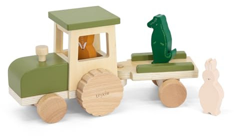 Trixie - Holztraktor mit Anhänger