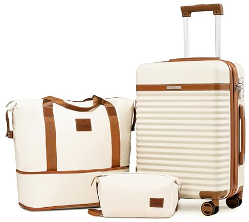 Joyway Set de Valises 3 Pièces, Ultralégères Valise de Cabine, Bagages de Main-55x40x20cm, Roues Pivotantes à 360° et Serrure TSA, Comprenant 1 Sac et 1 Trousse de Toilette