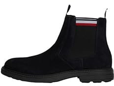 Tommy Hilfiger Uomo Stivaletti Chelsea in Pelle Scamosciata, Blu (Desert Sky), 42
