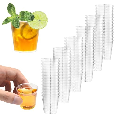 Magrimaxio 150 Stück schnapsgläser plastik, 3cl/30ml shotgläser, Shot Becher aus PS Material, schnapsbecher, pinnchen Gläser, transparente plastikbecher, shotbecher, für Verkostung, Partys