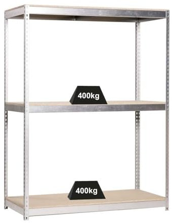 PROREGAL Schwerlastregal MID Wood YETI Three | HxBxT 150x150x60cm | Fachlast 400kg | Verzinkt | Regal Standregal Werkstattregal Lagerregal Kellerregal