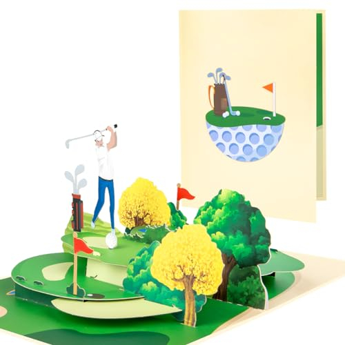 CNLITIHEKA Golf Pop Up Geburtstagskarte Vatertagskarte Pop Up Grußkarte Jubiläumskarte Geburtstagskarte für alle Anlässe.