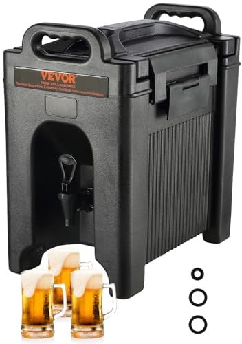 VEVOR Distributeur de Boissons Isotherme 9,5 L Distributeur d’Eau Chaude et Froide Non Électrique Conservation 10 H Conteneur Isotherme avec Robinet Portable LDPE Alimentaire pour Camping Restauration