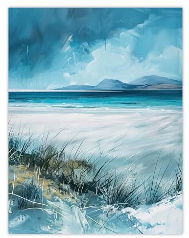 Artery8 Luskentyre Beach Isle of Harris Outer Hebrides Bathroom Toilet Large Wall Art Poster Print Thick Paper 18X24 Inch
