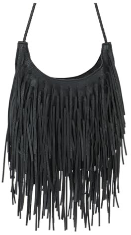 Oweisong Leather Fringe Bag for Women Boho Crossbody Purse Suede Western Fringe Purse Vintage Hobo Handbags