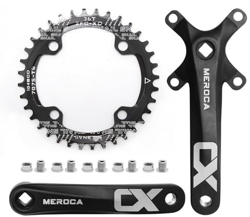 ZUDKSUY 170 mm Kurbelgarnitur, Fahrradkurbel-Set mit 104BCD 32T runde/ovalem Kettenblatt, Mountainbike, Singlespeed, quadratischer Kegel-Kurbelsatz, Ersatz für Shimano SRAM FSA