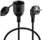 AXFEE Cable de Extensión, Alargador Enchufe 1m, Cable de Alargador IP20(230V/16 A), Cable Alargador Cable de Alimentación con Enchufe y Acoplamiento, para Interiores, Negro