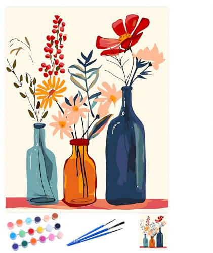 QIUQI Peinture Numero Adulte, Paysage Fleurs Kits de Peinture au Numéro avec pinceaux Peinture de Dessin de Pigment Acrylique, Paint by Numbers pour Décoration de la Maison 40x50 cm Sans Cadre