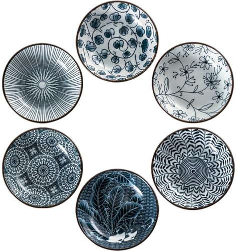 GXIQYL 6Pcs Soy Sauce Dipping Bowl, Ceramic Dipping Bowls Pinch Bowl Small Dip Bowls Sauce Dish Tiny Bowls Side Dish, Ketchup Soy BBQ Sushi Party Condiments Serving Bowl Set of 6