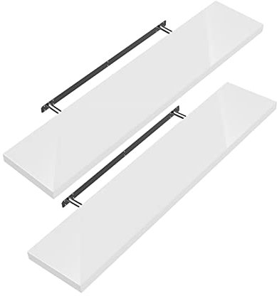 Casaria 2X Étagères Murales Flottantes 50 cm Blanc MDF Robuste Effet Flottant étagère Bois Rangement décoration