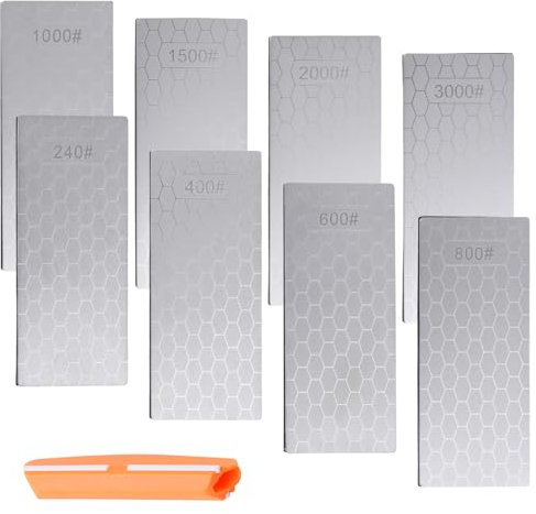 GOLD DEER 8PCS Diamond Sharpening Stone Set Diamond Sharpening Plate with Non-Slip Base Coarse/Medium/Fine Grit Sharpener Knife Sharpener Stone,240/400/600/800/1000/1500/2000/3000 Grit