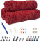 NAHUAA Chenille Wolle zum Häkeln 3 x 100g (3 x 150 m) Flauschige Wolle zum Stricken und Häkeln Kuschelwolle mit Häkelzubehör Weiche Plüschwolle für Decken Schals Kunsthandwerk, Rot