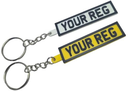 MadeBy3D Number Plate Keyring Personalised, Custom Car Keyring, Registration Keychain, Mini UK Number Plate, Private Reg
