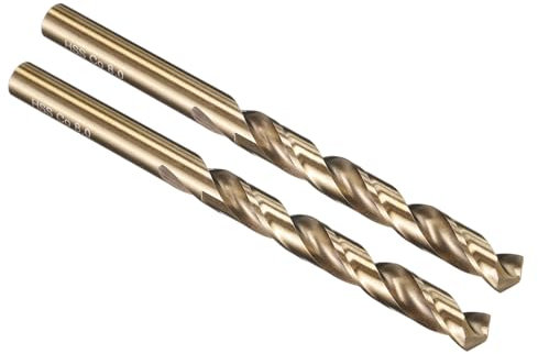 PATIKIL 8mm Drill Bit, Jobber Straight Shank M35 Cobalt 5% High-Speed Steel 135° Gold Finish for Stainless Steel Hard Metal - 2 Pack