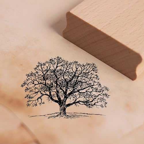 Dekolando Motivstempel Eiche - Stempel Baum Holzstempel Scrapbooking Stempeln - Abdruck 68 x 48 mm