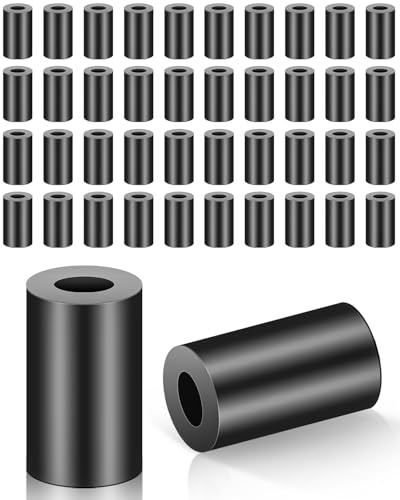 Jeboler ABS Separadores 50 unidades de casquillos espaciadores M6 de plástico redondo negro, arandelas de nailon, aislamiento, arandelas espaciadoras sin rosca, manguito espaciador para tornillos, 11