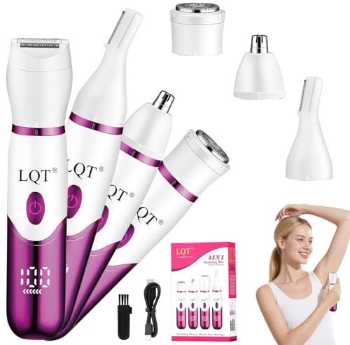 LQT 4-In-1 Intimrasierer für Frauen, Vielseitiger Gesichtshaarentferner für Frauen, Tragbare LED-Anzeige Damenrasierer Elektrisch Augenbrauenrasierer Bikini Trimmer, Speziell für Frauen Entwickelt