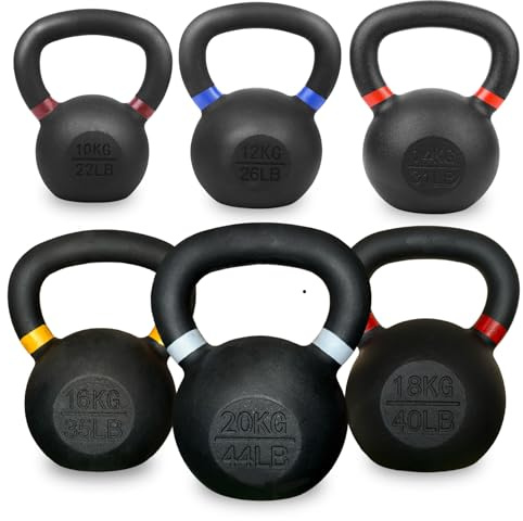 Kettlebells Cast Iron Weight Set (2–28Kg) – Home Gym Strength Training, Cardio, Fitness, Weight Lifting & Muscle Building for Men and Women