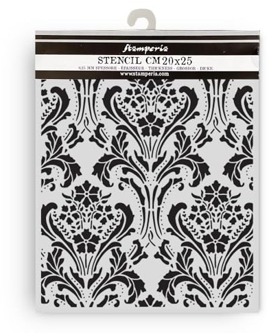 Stamperia - Thick Stencils for Scrapbooks, Albums, Cards, Bullet Journals, and More, Flexible Material, Easy to Clean, Perfect for Crafts and Gifting (Quiet Days, Baroque Tapestry)