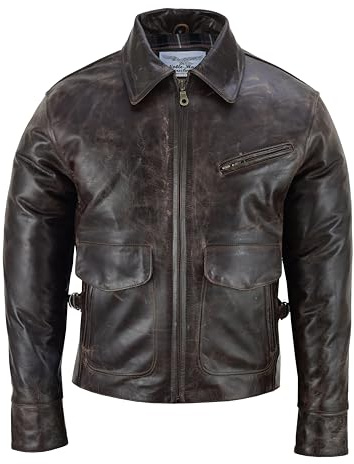Noble House Herren Halfbelt Lederjacke US Army aus Pferdeleder braun