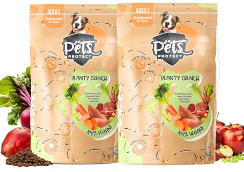 Powerstar Planty Crunch Hundefutter vegan 2x5000g - allergikerfreundlich | Getreide- und sojafrei mit Carnitin - Vitamin B12 und D3 - für Hunde mit Futtermittelallergie - Trockenfutter