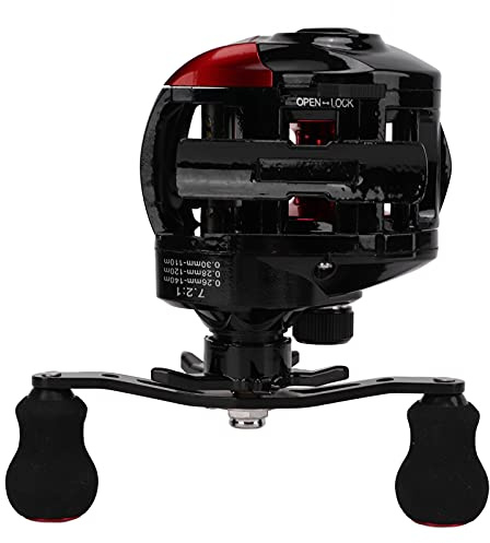 DANAIXZ Moulinet Baitcasting Professionnel en Forme de Goutte d'eau, 7.2:1, Roue de pêche à Grande Vitesse, Forte traînée de 8kg, Ultra léger, Longue Ligne en métal moulé, Tasse po (Main Droite)
