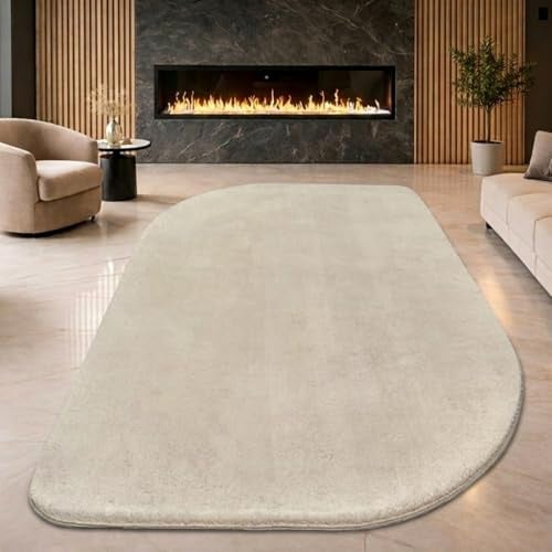 CARPETIA Designteppich Freiform Waschbar Rutschhemmend Beige 120x160 cm | Weich, waschbar, rutschhemmend, pflegeleicht und formstabil, moderne Freiform, für Wohn-, Schlaf- & Gästezimmer